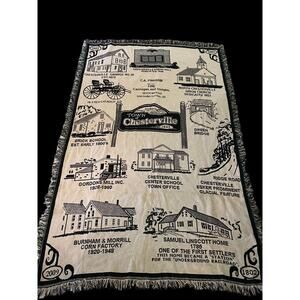 Chesterville Maine ME Tapestry Throw Blanket Green Vintage Underground Railroad